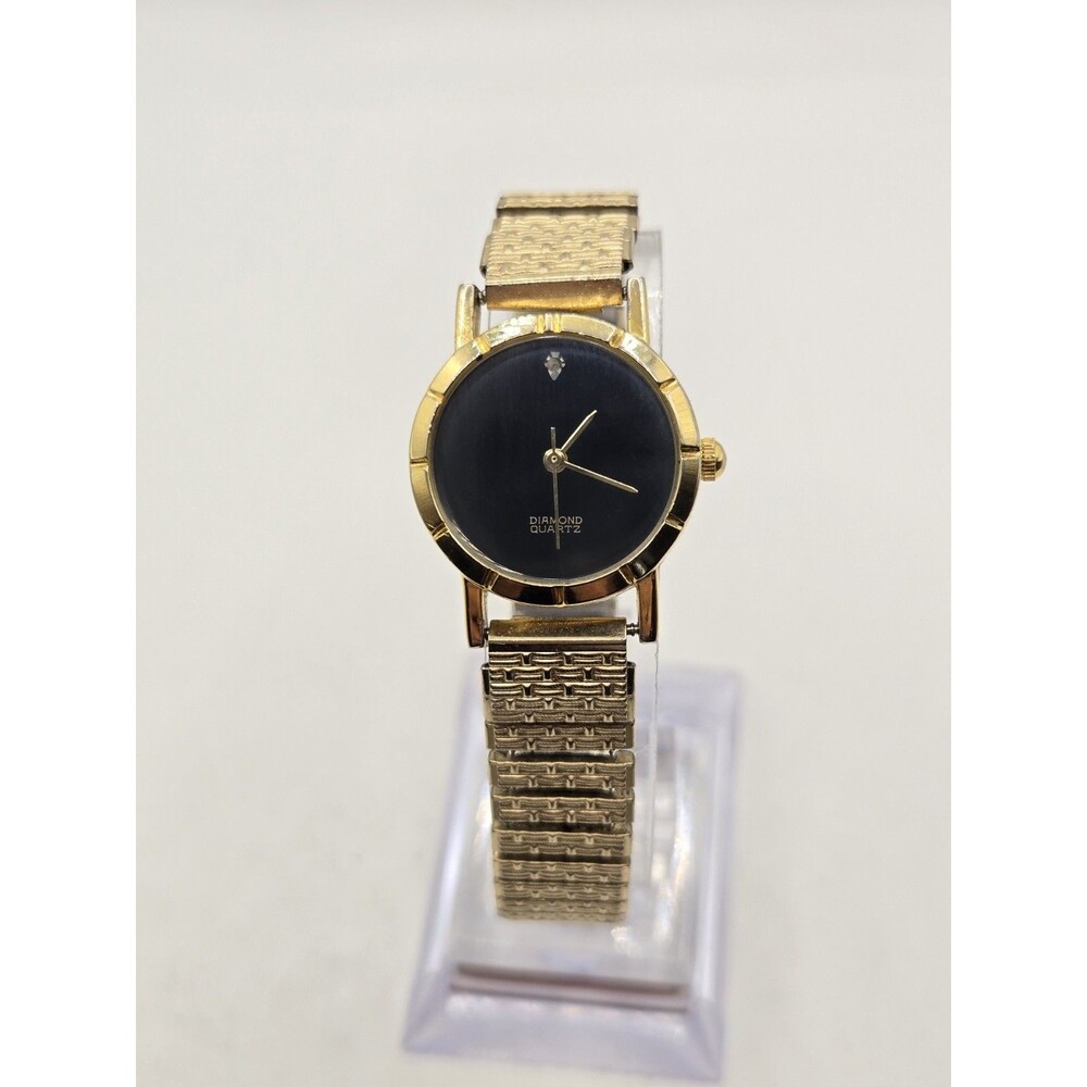 Designer Watch Classic Genuine Diamond Quartz Gold Tone Woman’s New Battery - Picture 2 of 9